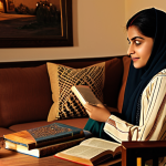 A Cozy Home Scene**

"A warm and inviting living room setting. A fully clothed woman in a modest shalwar kameez is seated comfortably on a sofa. A handcrafted candle sits on a nearby coffee table, casting a soft glow. Books, a cup of chai, and perhaps some traditional Pakistani embroidery are also visible. Safe for work, appropriate content, professional quality, perfect anatomy, natural proportions, family-friendly, warm color palette, soft lighting, detailed textures."

**